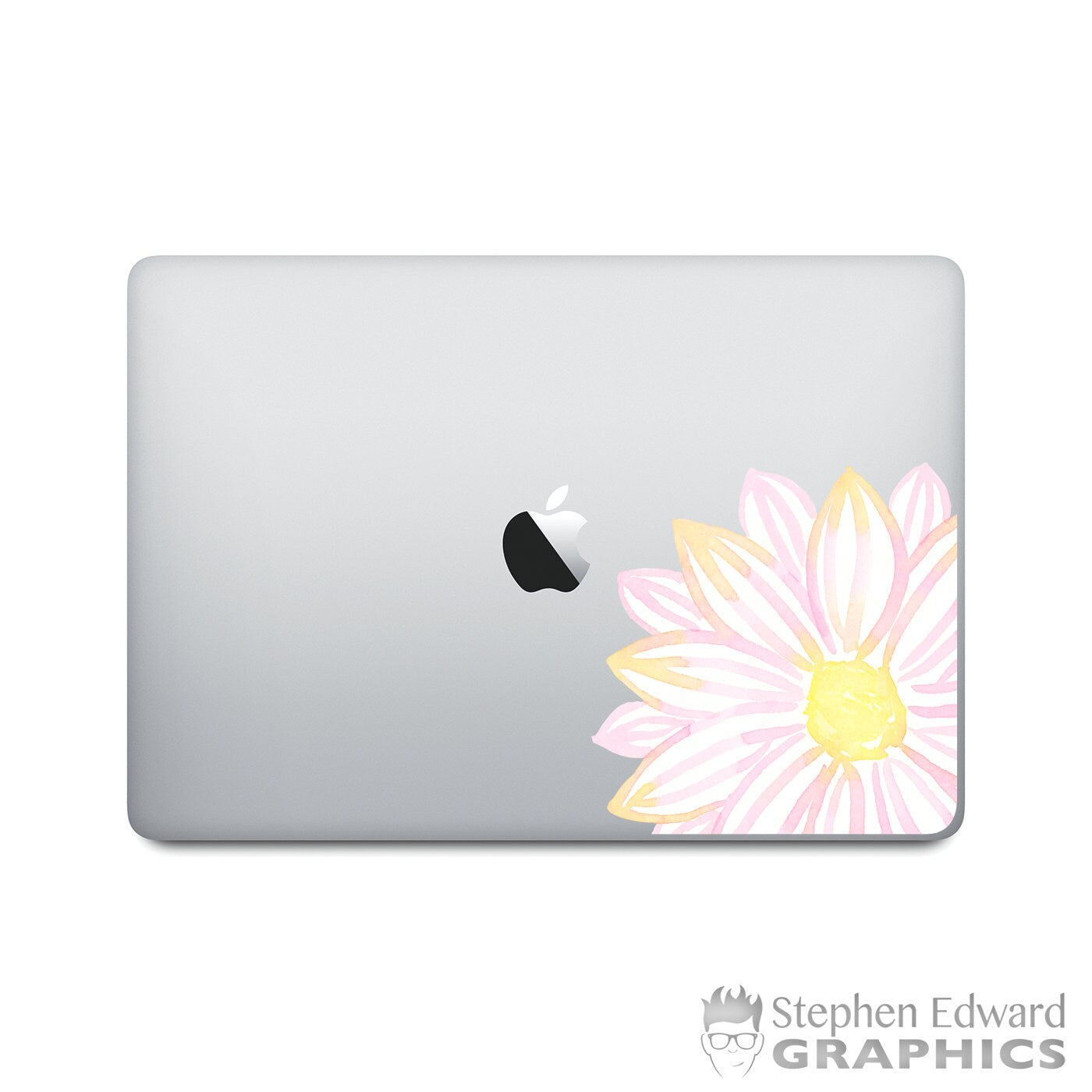 Light Pink Watercolor Flower Laptop Decal - Watercolor MacBook Sticker - Original Flower Watercolor Painting