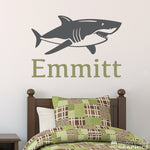 Shark Decal with Boy Name - Personalized Name Wall Decal - Boy Decor for Bedroom