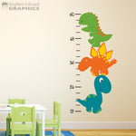 Cartoon Dinosaur Growth Chart Decal - Dinosaur Decor - Boy Bedroom Wall Art - Growth Chart Sticker