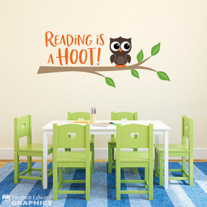 Reading is a Hoot Decal - Children Wall Art - Teacher or Library Decor