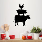 Cow Pig Chicken Decal - Kitchen Sticker - Rustic Farmhouse Decor
