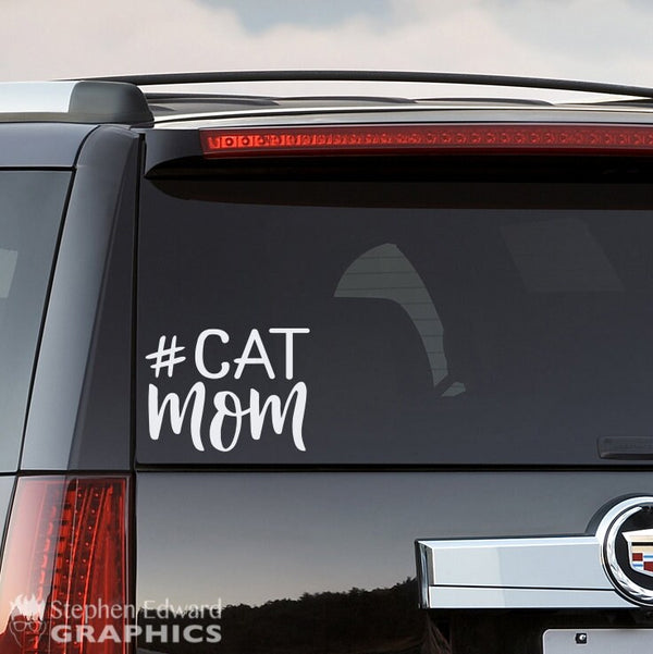 Hashtag Cat Mom Car Decal | # Cat Mom Sticker | Vehicle Decal Vinyl