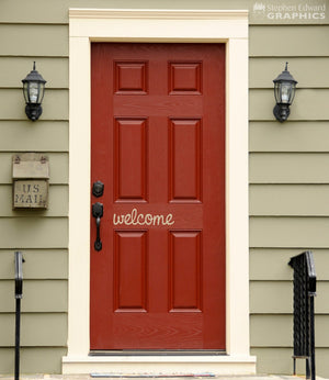 Welcome Door Sticker - Front Door Decal - Handwritten style - Wall Sticker