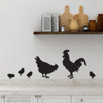 Rooster Chicken Baby Chicks Wall Decal - Kitchen Stickers - Country Farmhouse Decor