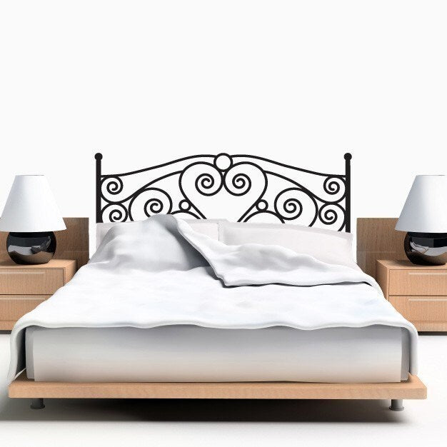 Headboard Wall DECAL - Scroll Headboard Wall Sticker - Twin Size