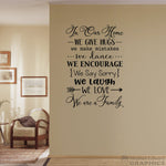 In Our Home Wall Decal | We are a Family | We give hugs | We love | We make mistakes | We laugh | Family Quote Vinyl Decor