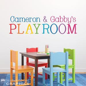 Personalized Playroom Decal in Rainbow colors - Kids Names - Children Wall Decal - Playroom Decor
