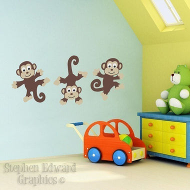 Children Wall Decals - Bunch of Monkeys Vinyl Wall Art - Kids Wall Art