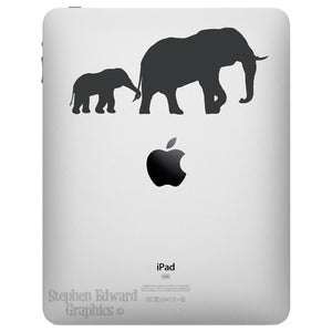 Elephant and Baby iPad Decal - Elephant Tablet Sticker
