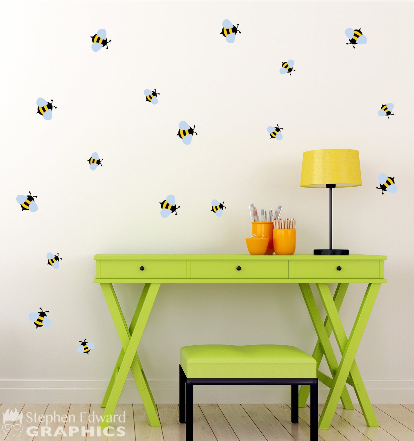 Bee Wall Decal | Set of 17 Bumblebees | Wall Sticker
