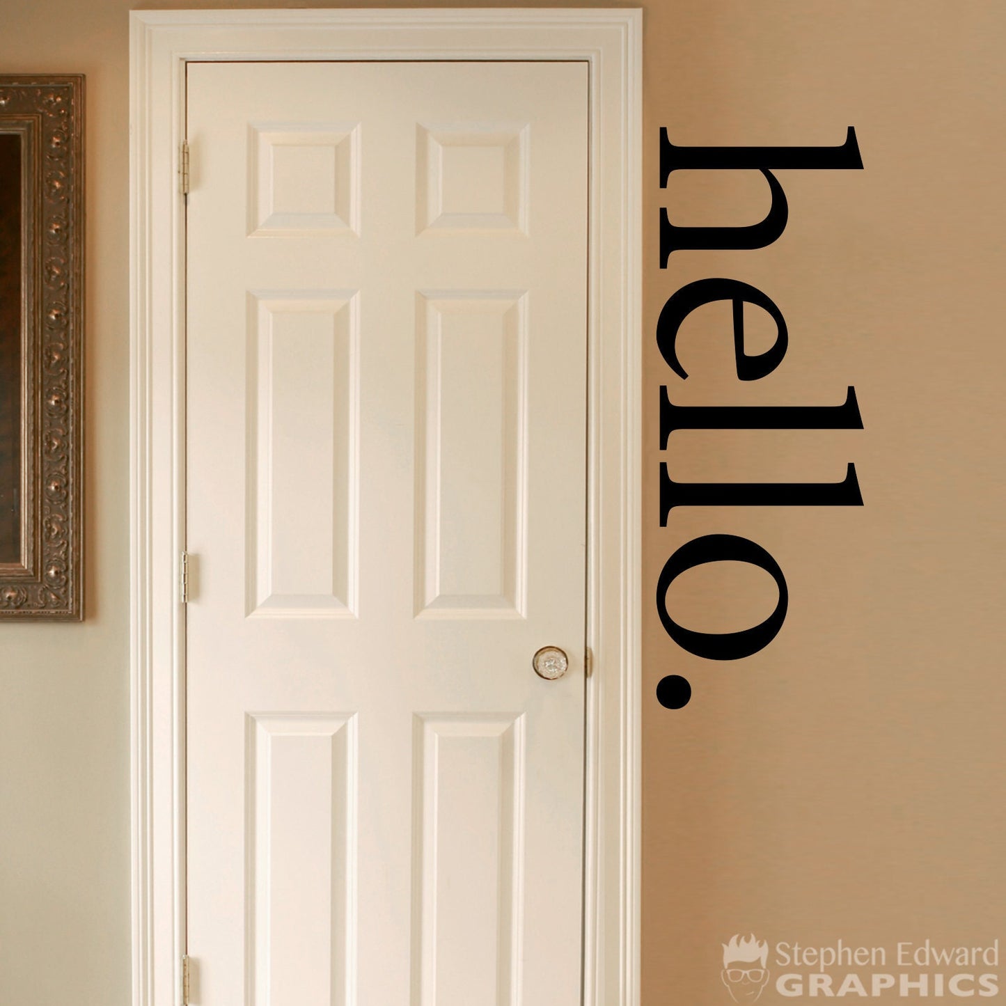 hello Decal | Entryway Decor | Craft Room Wall Art Sticker | Office Vinyl | Serif font version
