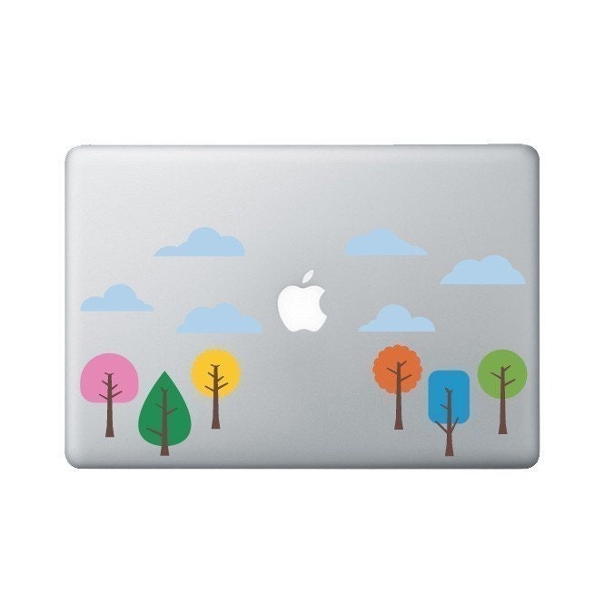 Tree Laptop Decal - Funky Little Trees 2 - Macbook Sticker