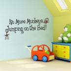 No More Monkeys Jumping on the Bed Decal - Children Bedroom Decor - Outline style Monkey