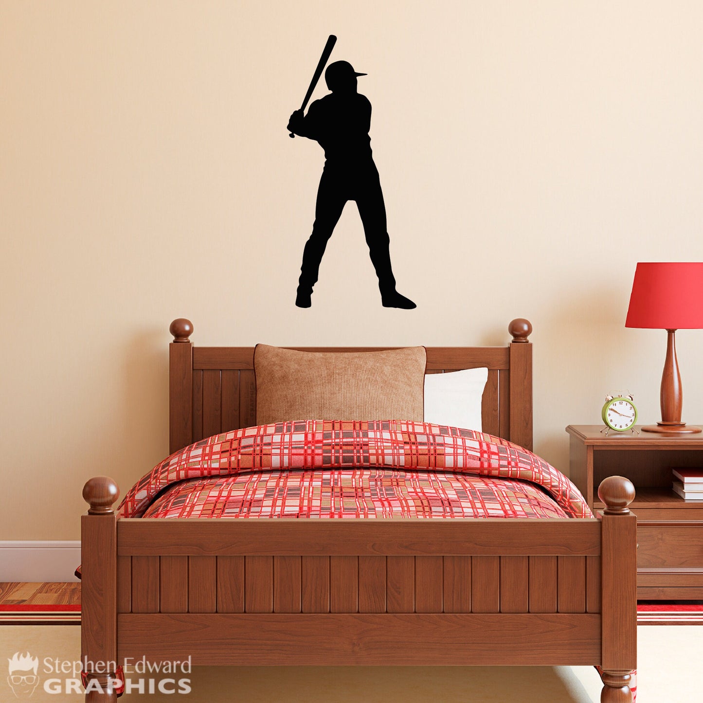 Baseball Player Silhouette Wall Decal | Boy Bedroom Sports Theme Vinyl