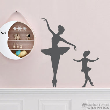 Big Ballerina Little Ballerina Decal Set | Girl Bedroom Wall Art | Ballet Decor