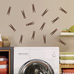Clothespins Wall Decals - Set of 14 Clothes Pins - Laundry Wall Art - Laundry Room Decor