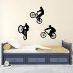 BMX Bike Wall Decal - Set of Three - Boy Bedroom Decor