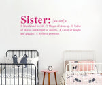 Sister Definition Decal - Shared Girl Bedroom Decor - Dictionary definition