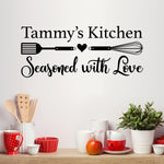 Personalized Name Kitchen Wall Decal - Seasoned with love Kitchen Decor