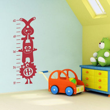 Monster Growth Chart Decal - 3 Silly Monsters Wall Decor - Kids Bedroom Decal - Monster Decor