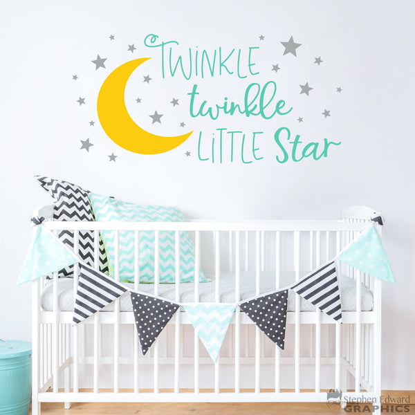 Twinkle Twinkle Little Star Wall Decal - Nursery Decor - Stars Moon Wall Art