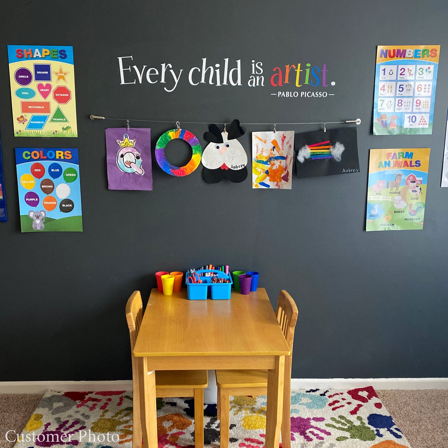 Every Child is an Artist Decal | Children Artwork Display Decal | Picasso Quote Wall Sticker | Printed Wall Decal