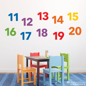 Number Set - Numbers 11-20 Wall Decals - Children Wall Art - Classroom Decor