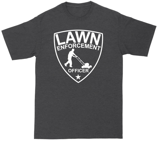 Lawn Enforcement Officer Push Mower Version | Lawn Mowing Shirt | Mens Big and Tall T-Shirt