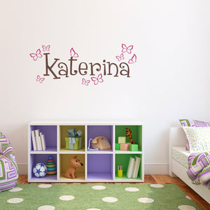 Girls Name Decal with Butterflies - Personalized Name Wall Decal - Girl Wall Art