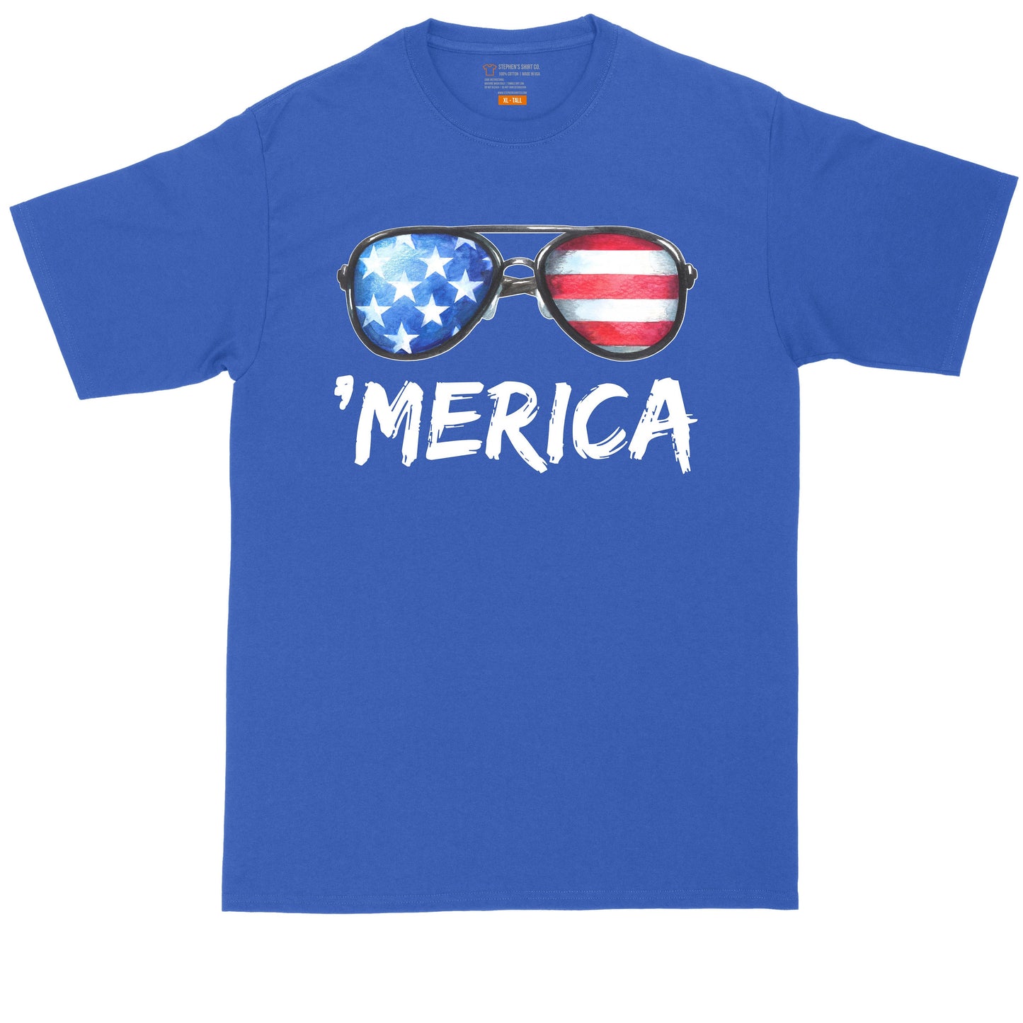 Merica Flag and Sunglasses | Mens Big & Tall Short Sleeve T-Shirt | Thunderous Threads Co