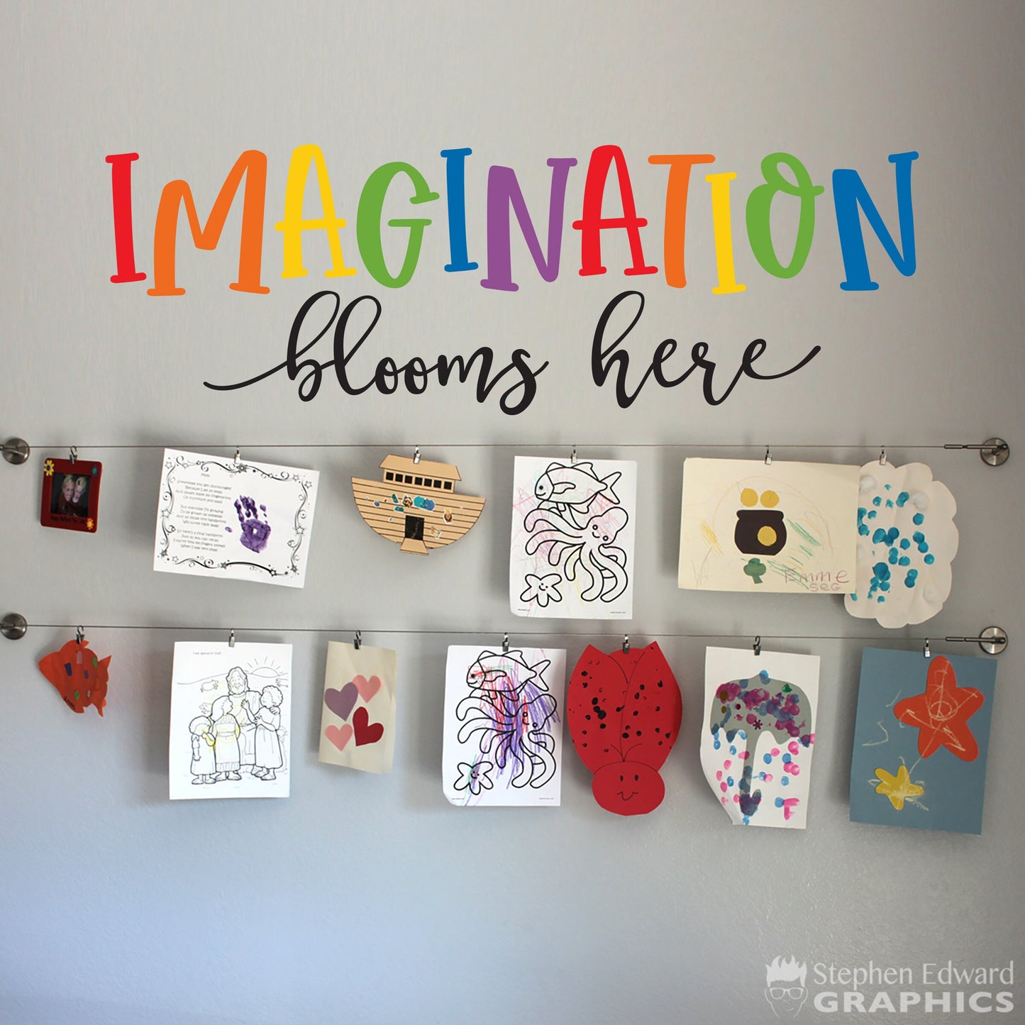 Imagination Blooms Here Decal | Classroom Decor | Children Bedroom or Playroom Wall Art