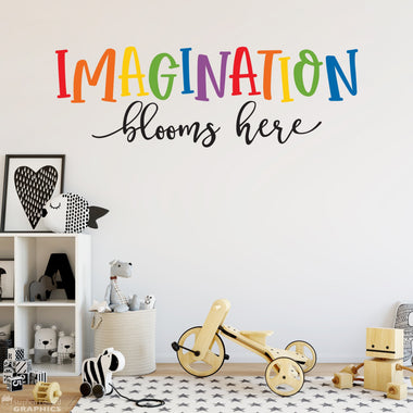 Imagination Blooms Here Decal | Classroom Decor | Children Bedroom or Playroom Wall Art