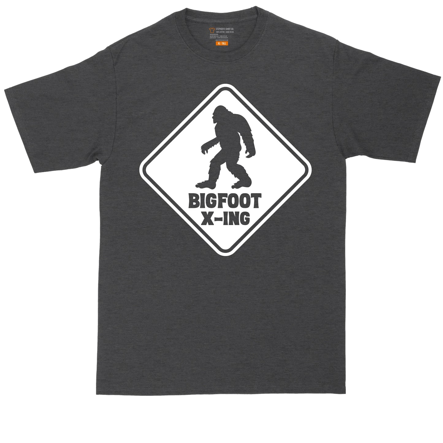 Bigfoot X-ing | Mens Big & Tall Short Sleeve T-Shirt | Thunderous Threads Co
