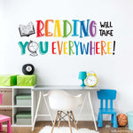 Reading will take you Everywhere Wall Decal | Classroom Vinyl | Library Wall Art Decor | Stacked Design