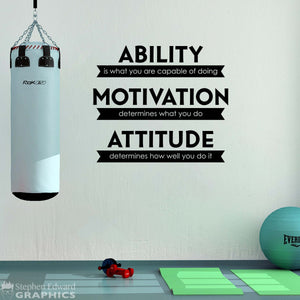 Ability is what you are capable of doing Decal | Home Gym or Office Decor | Motivation and Attitude