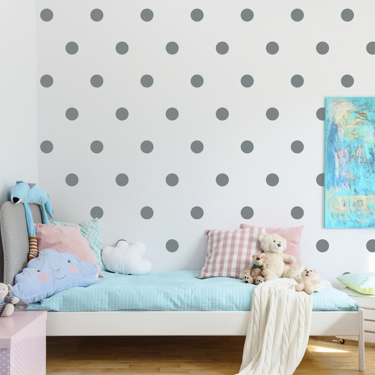 Dot Wall Decal Set - Set of 105 Polka Dot Decals - Office Decor - Bedroom Stickers - Multiple Sizes Available