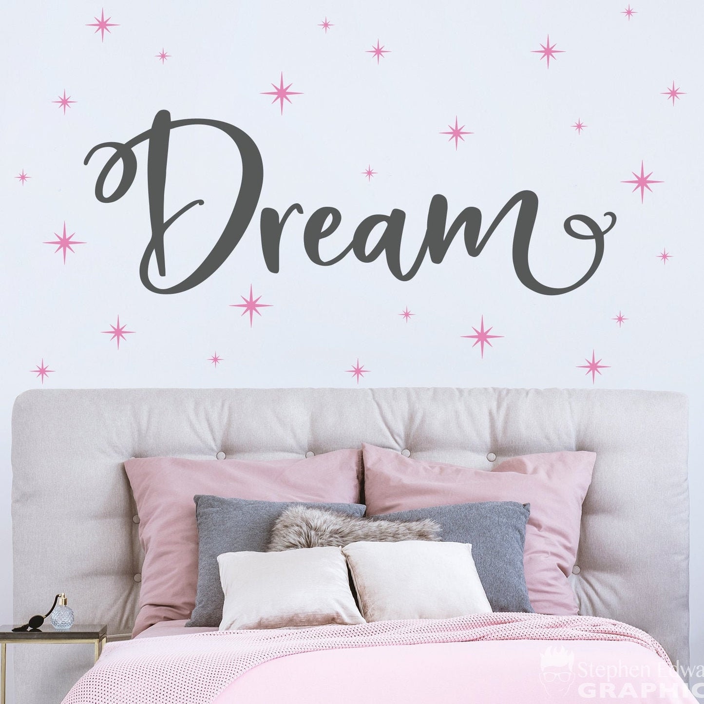 Dream Decal with Sparkles - Bedroom Wall Decor - Wall Sticker