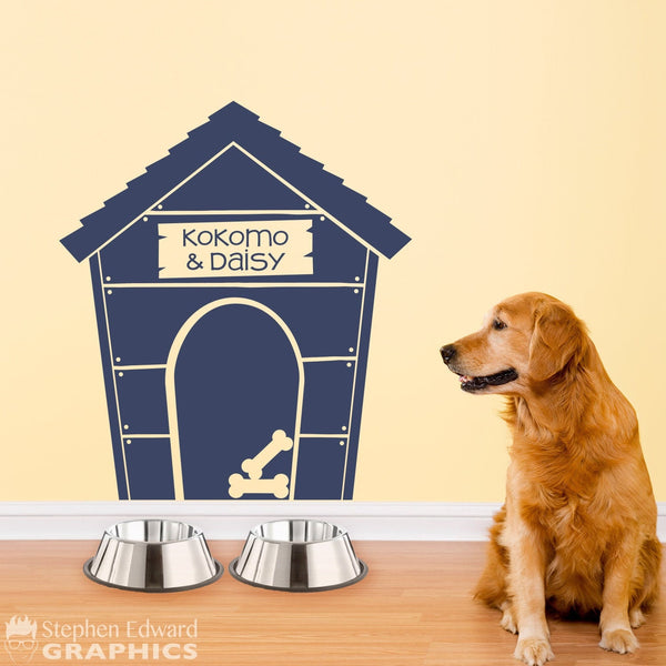 Doghouse Decal with two names | Dog House Wall Sticker | Pet Gift