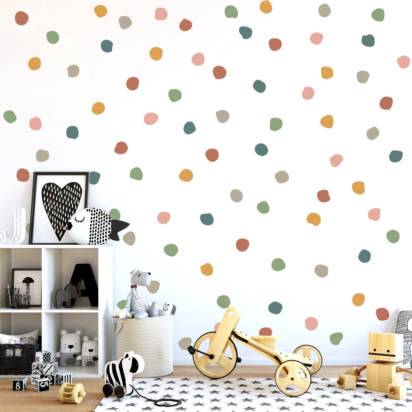 Organic Dots Vinyl Decal Set | Set of 100 Dots | Boho Colors | Bohemian Wall Decor