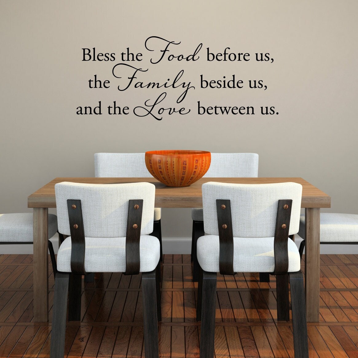 Bless the Food before us Wall Decal | the Family beside us and the Love between us | Dining Room Decor