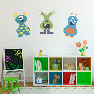 Monster Wall Decals Set of 3 Vinyl Wall Art - Children Wall Decals - Group 3