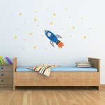 Rocket Wall Decal with Boys Name and stars - Personalized Vinyl Wall Art - Children Wall Decals