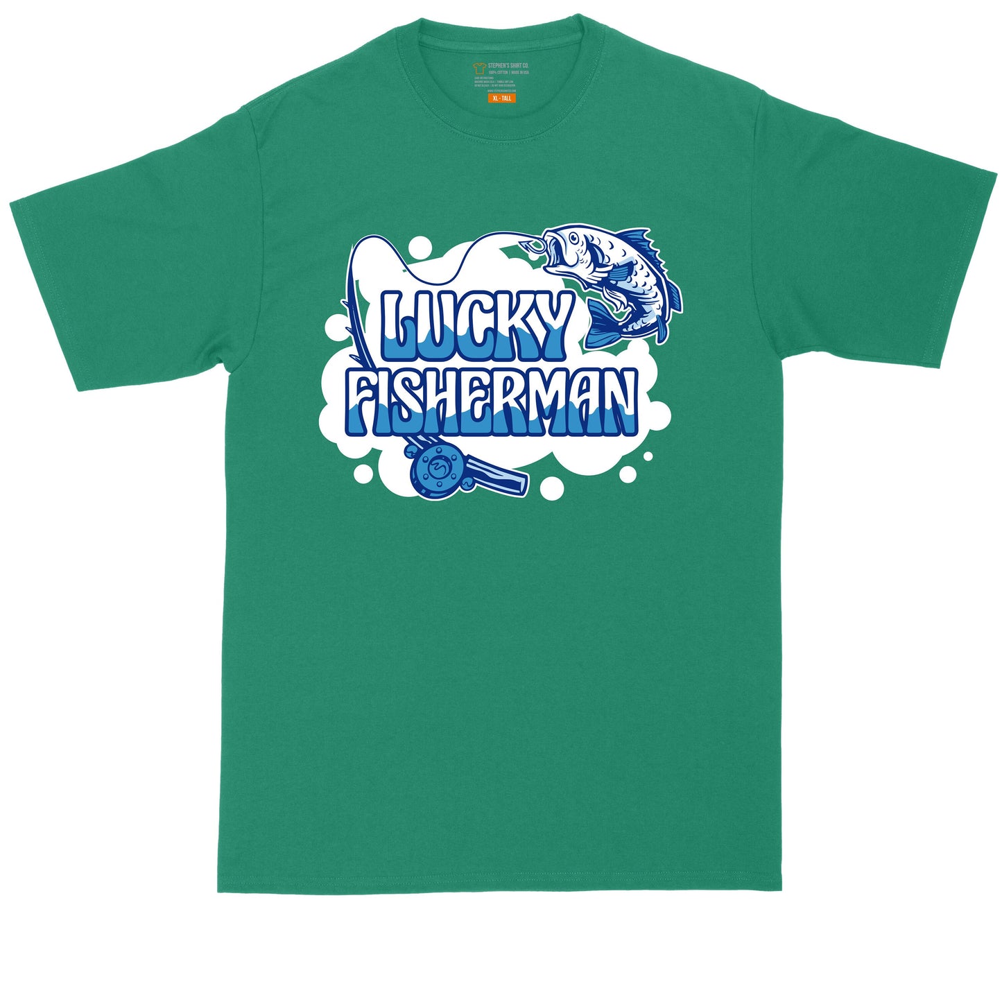Lucky Fisherman | Mens Big & Tall Short Sleeve T-Shirt | Thunderous Threads Co