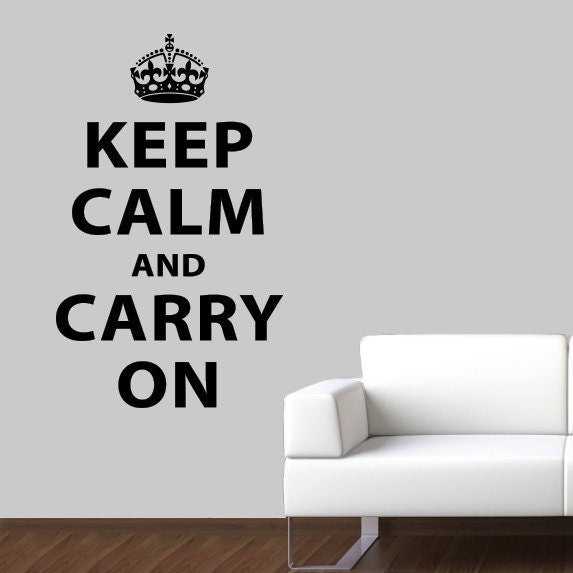 Keep Calm and Carry On Decal | British Quote Wall Vinyl