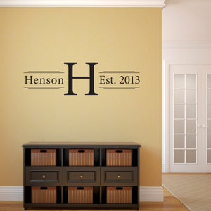 Last Name Wall Decal with Initial | Established date vinyl decal