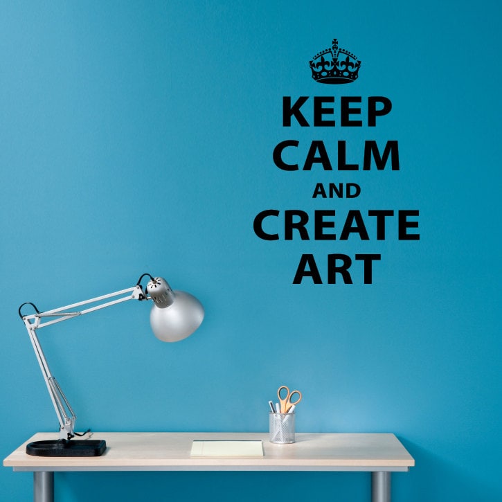 Keep Calm and Create Art Decal - Art Quote Wall Decal - Medium