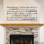 I will rescue those who love me Decal | Bible Verse Quote | Christian Vinyl Decor | Psalm 91:14-16