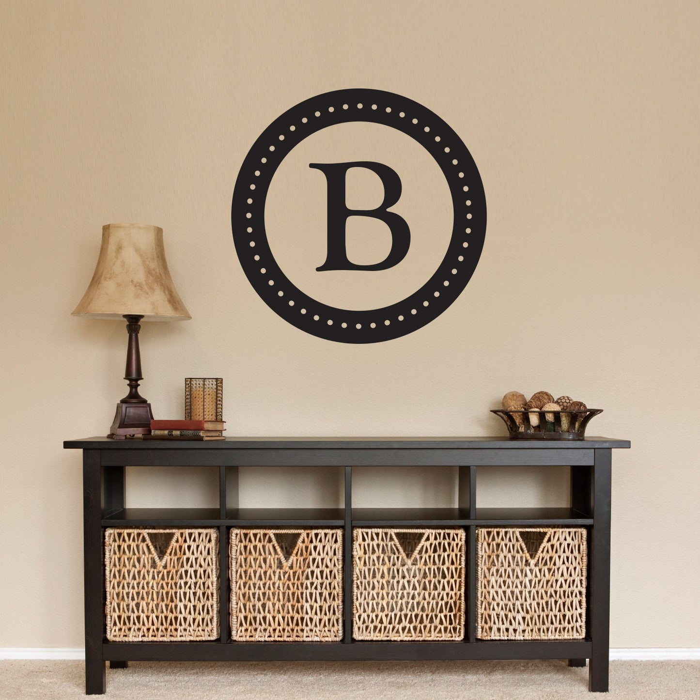 Personalized Initial Circle Wall Decal - Last Name Initial Decal - Large