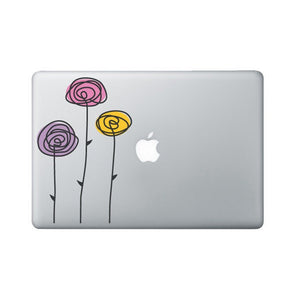 Flower Laptop Decal - Hand Drawn Roses Macbook Decal - Rose Decal