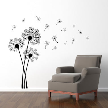 Dandelion Wall Decal Set - Dandelion Seeds blowing in the wind Wall Art - Flower Decor Sticker
